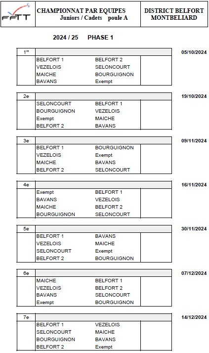 Calendrier Cadets 2024 2025 Ph1