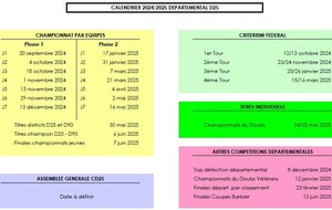 Dates calendrier départemental 2024 2025